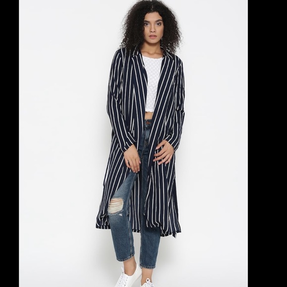 Button up pinstripe navy duster - Picture 2 of 10